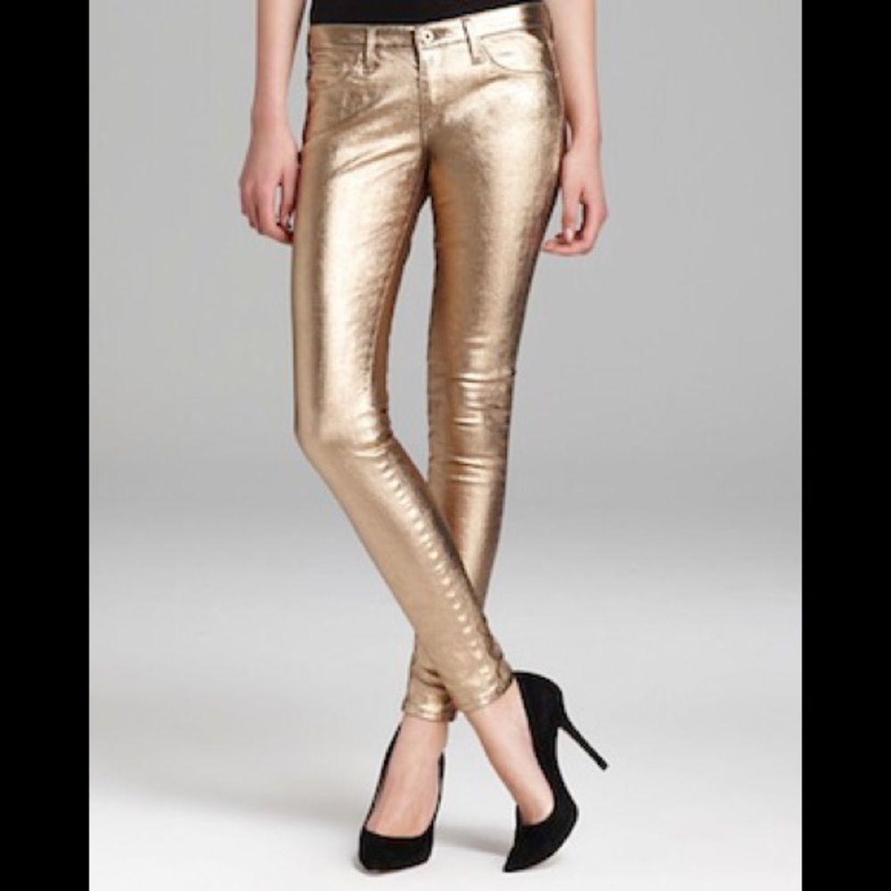 Gold/rose gold metallic skinny jeans/leggings!